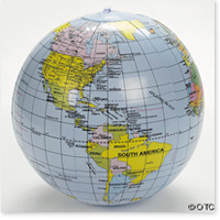 14 Inch Inflatable World Globe